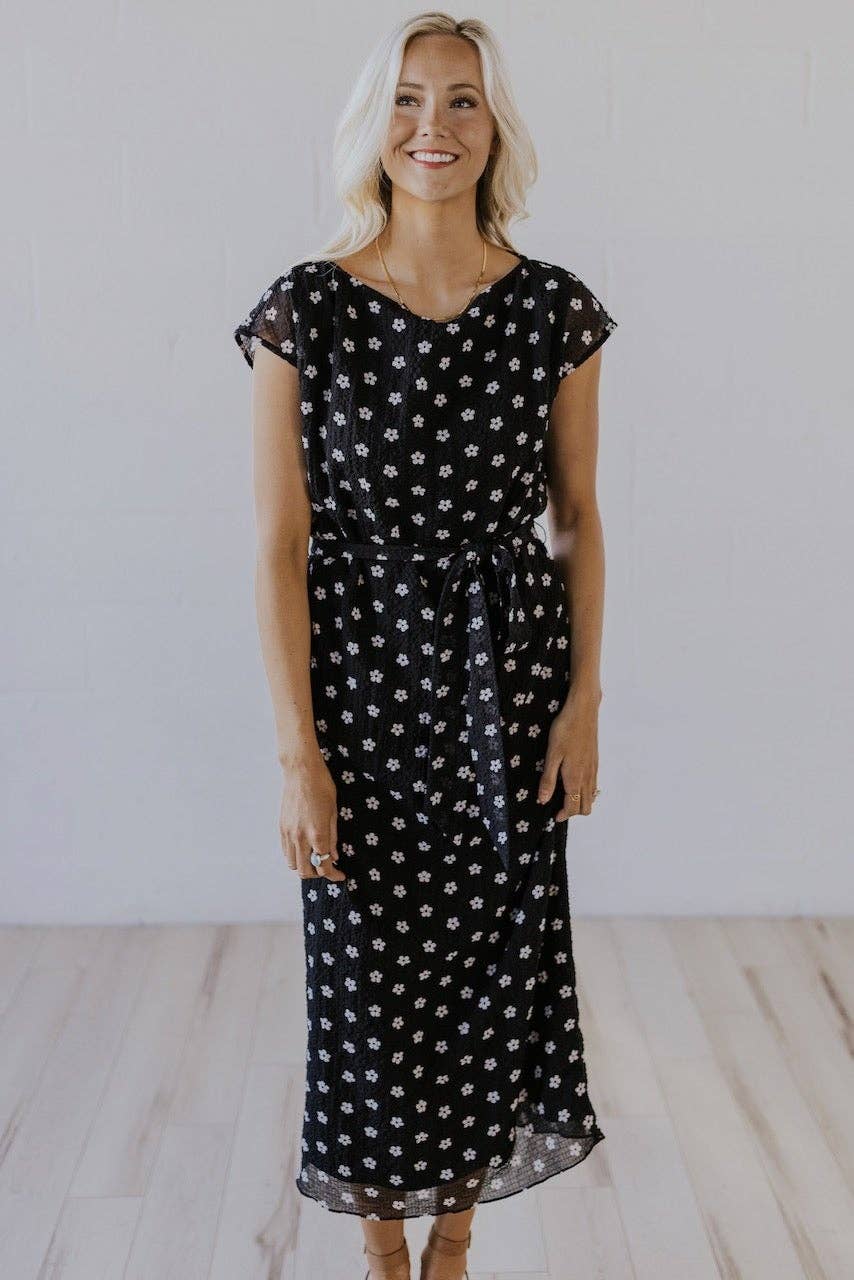 Black Flower Print Dress