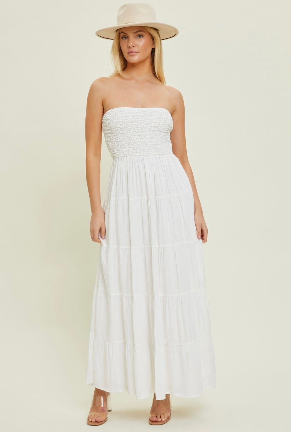 Willa Strapless Maxi Dress in White