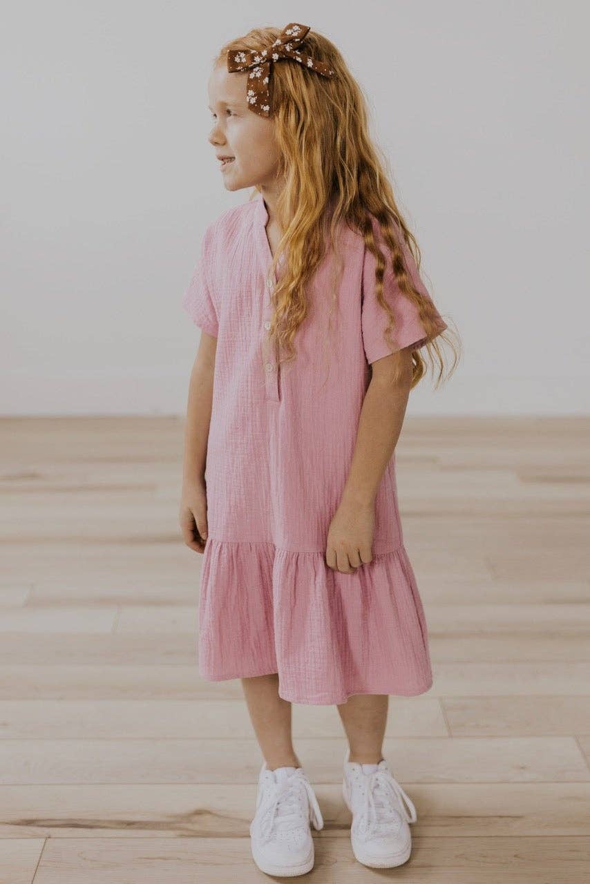 KIDS Lilac Gauze Button Dress