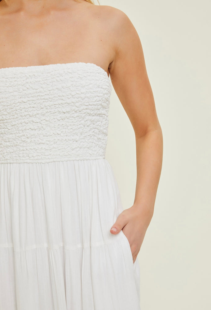 
                  
                    Willa Strapless Maxi Dress in White
                  
                